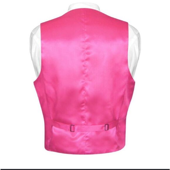 Biagio Collection Pink Vest Bow Tie And Handkerchief 100% Silk Size Medium - Picture 3 of 9
